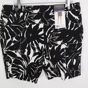 Rafaella Shorts Womens Size 16 Black Floral Stretch Shorts Modest New Casual